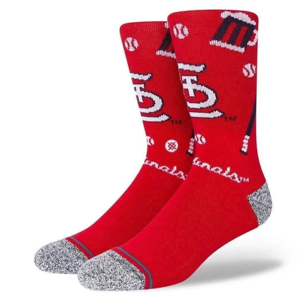 NWT Stance St. Cardinals Landmark Red/White/ Grey Mid Crew Socks-Large